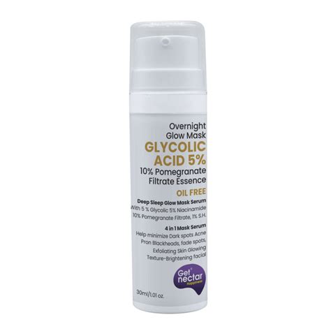Getnectar Glycolic Acid 5 % Overnight Glow Mask (Oil Free) with 10% Po