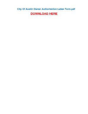 City of Austin Owner Authorization Letter - Blank Fillable Template ...