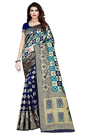 Buy RIVANA Women's Kanchipuram Silk Half & Half Saree With Blouse Piece ...