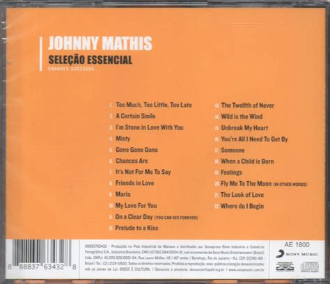 Johnny Mathis CD Seleção Essencial Grandes | Ubuy India