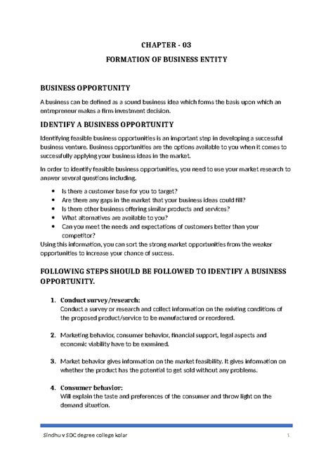 Business entity - CHAPTER - 03 FORMATION OF BUSINESS ENTITY BUSINESS ...