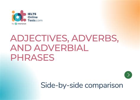 Adjectives, adverbs, and adverbial phrases side-by-side comparison ...