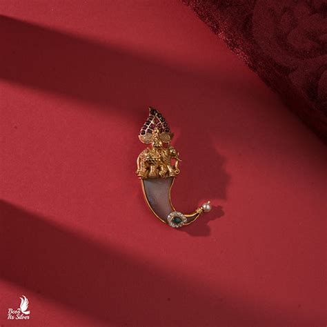 925 Silver Puligoru Elephant Nakshi Pendant -0453