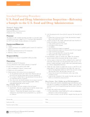 Fillable Online US bFoodb and Drug Administration bInspectionb ...