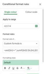 Conditional Formatting Based On a Sumif 的图像结果