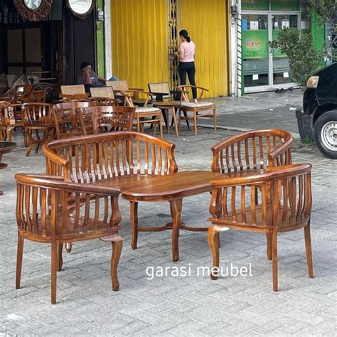 Jual kursi teras cantik minimalis jati, set kursi teras cantik 4 kursi ...
