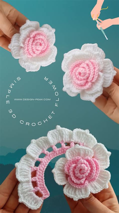 How to Crochet a Charming Simple 3D Flower - Tutorials & More | Easy ...