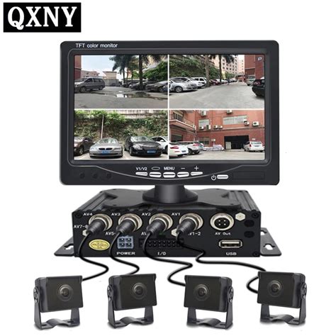 QXNY DC12V 24V 7" LCD 4CH Video input Car Video Monitor For Front Rear ...