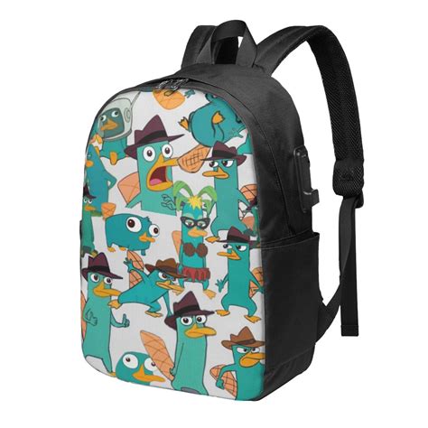 Phineas And Ferb Laptop Backpack With Usb Charging Port 17 Inch Daypack ...
