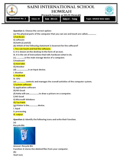 Computer the File Management Class 3 Worksheet 的图像结果