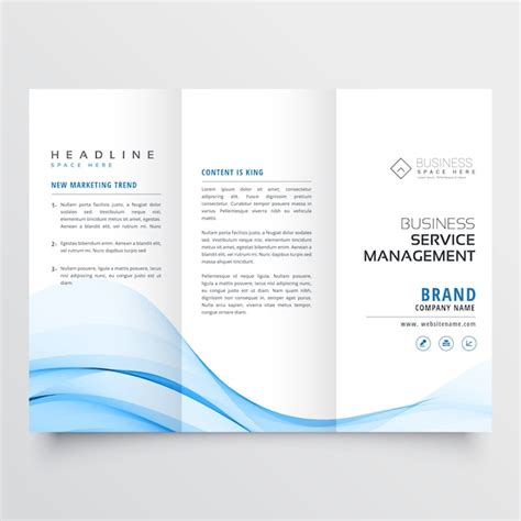 Corporate triptych with blue waves | Free Vector