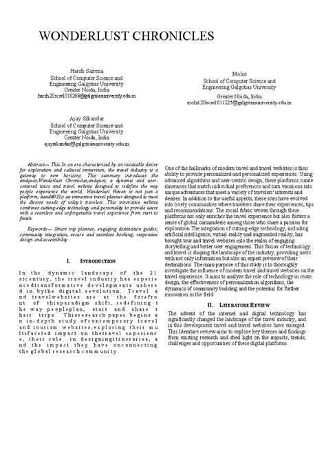 Research Paper - eadad - WONDERLUST CHRONICLES Harsh Saxena School of ...