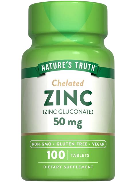 Nature's Truth Chelated Zinc 50mg Vegan Tablets 100 Count Essential Mineral Supplement - Walmart.com
