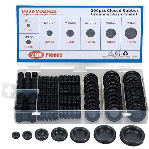 BusyCorner 200pcs Rubber Grommet Kit Electrical Wire Gasket Firewall ...