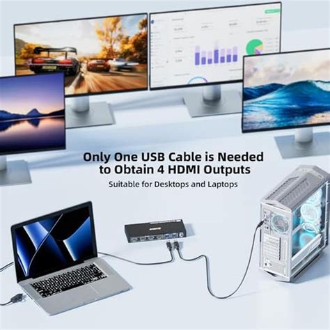KVM Switch | 4 Monitors 2 Computers 1080p 60Hz USB 3.0 | Premium Quad ...