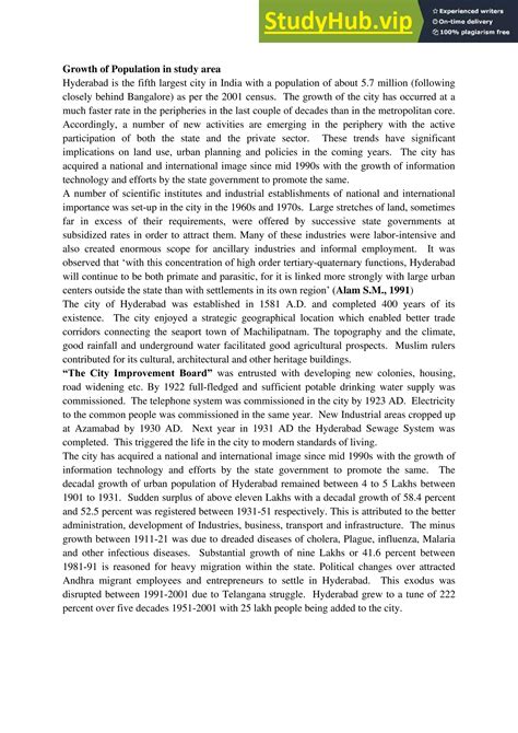 A Study On Growth And Distribution Of Population In Hyderabad City | PDF