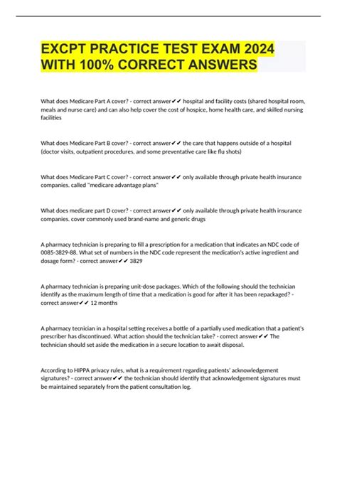 EXCPT PRACTICE TEST EXAM 2024 WITH 100% CORRECT ANSWERS - EXCPT - Stuvia US