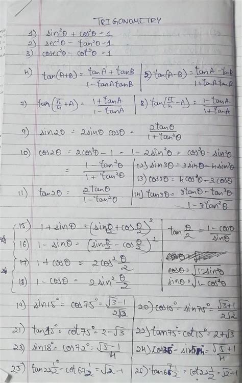 Please Give Some Formula For Trigonometry class 11 - Brainly.in