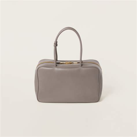 Clay Grey Leather Beau Bag | Miu Miu