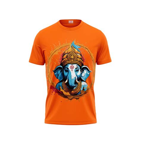 Next Print Ganesha Printed Tshirt Orange Colour Design 35
