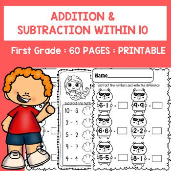 Image result for Addition and Subtraction Worksheets for First Graders