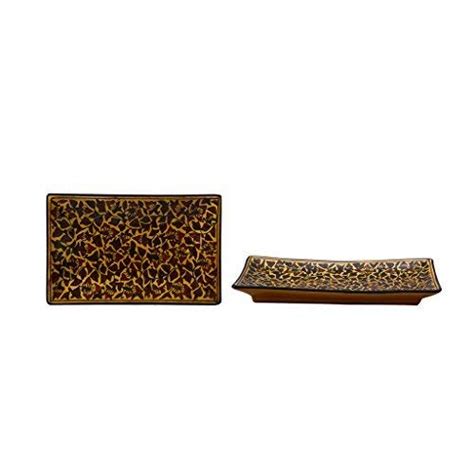 Buy Caffeine Ceramic Handmade Brown Sehra Rectangle Plates 6 inch (Set ...