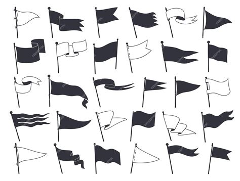 Isolated retro pennants white and black flags | Premium Vector