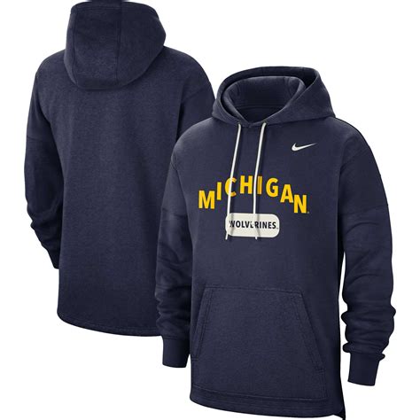 Men's Nike Navy Michigan Wolverines Team Arch Fan Pullover Hoodie