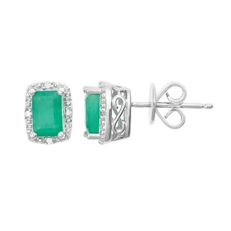 Celebration Gems Sterling Silver Emerald & Diamond Accent Rectangle ...