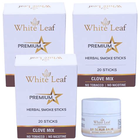 White Leaf Herbal Cigarette Clove Flavour Smoke With Lip Scrub for ...