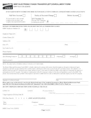 Fillable Online imrf IMRF ELECTRONIC FUNDS TRANSFER EFT ENROLLMENT FORM ...