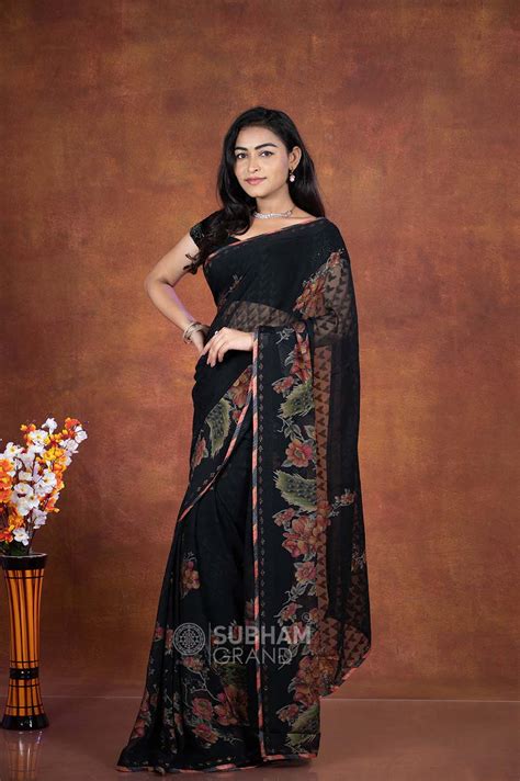 Black Color Brasso Saree – SUBHAM GRAND