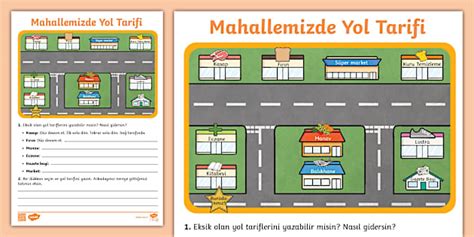 Mahallemizde Yol Tarifi Etkinliği (teacher made) - Twinkl