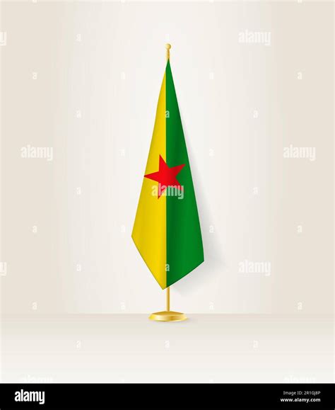 French Guiana flag on a flag stand. Vector illustration Stock Vector ...