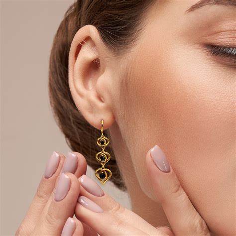 Buy Black Diamond Heart-Shaped Earrings For Women - Branta – Brantashop