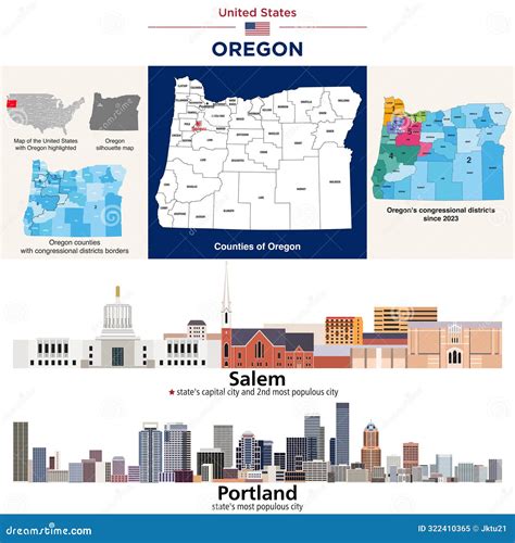 Oregon Counties Map and Congressional Districts since 2023 Map. Salem ...