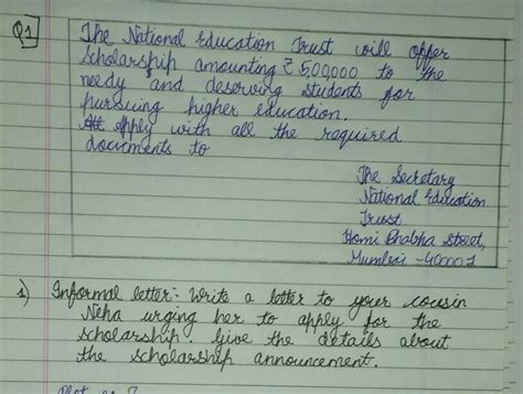 Write a letter to your cousin neha urging her to apply for the ...