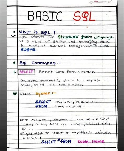 Image result for SQL Bsics Topic List