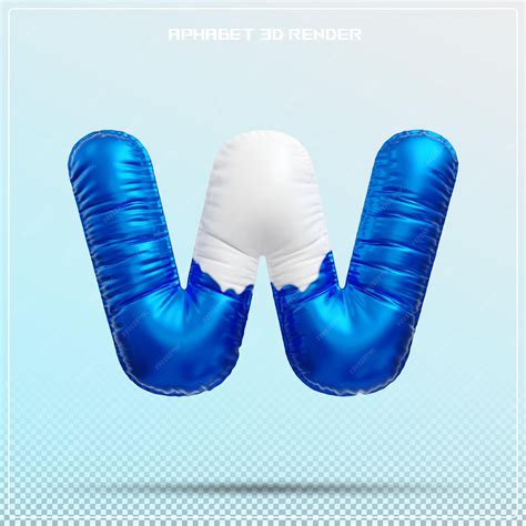 Premium PSD | Blue letter w font bubble alphabet 3d render