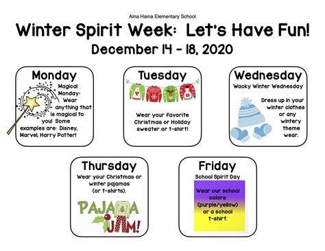Winter Spirit Week HOLIDAY SPIRIT WEEK IS DECEMBER 16 20 | News