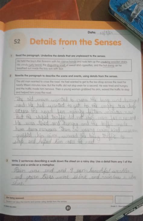 Write 2 sentences describing a walk down the street on a rainy day. use ...