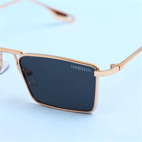 Buy Rebel Gold Black Rectangle Sunglasses - Elegant Design with UV ...