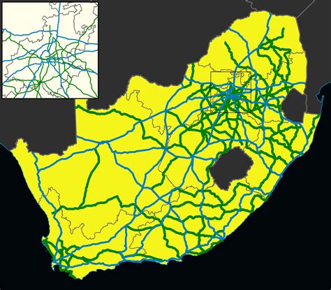 Map of South African National Roads