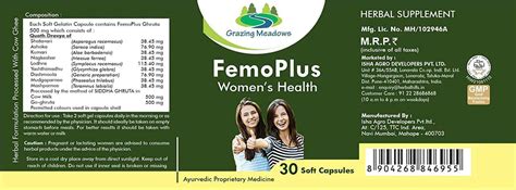 Buy GRAZING MEADOWS FEMO PLUS 30 CAPSULES AYURVEDIC HERBAL FORMULATION ...