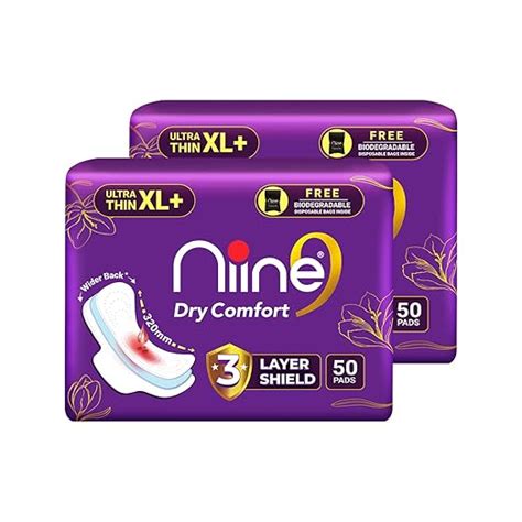 Buy NIINE Dry Comfort Ultra Thin XL+ Sanitary Napkins for Heavy Flow ...