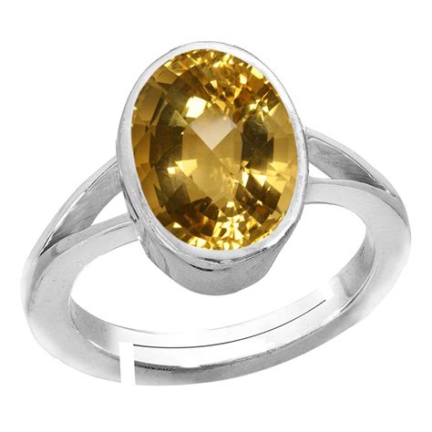Buy Rama & Mool Chand Trading 4 ratti Citrine Gemstone Ring in Silver ...