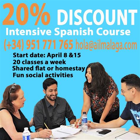 Study Spanish in April! 🇪🇸 20% discount in tuition fees: 👍 20 classes ...