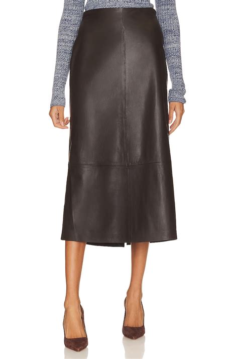 Vince Leather Straight Skirt in Hickory | REVOLVE