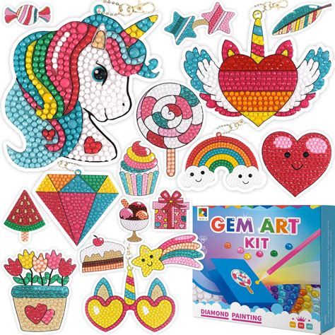 Craftoy Kids Diamond Painting Kit - Big 5D Gem Keychains - Arts and ...