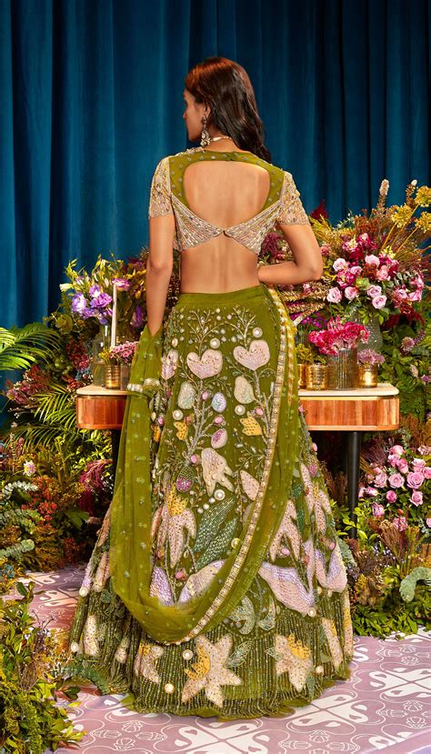 Agnes - OLIVE GREEN LEHENGA SET – Papa Don't Preach